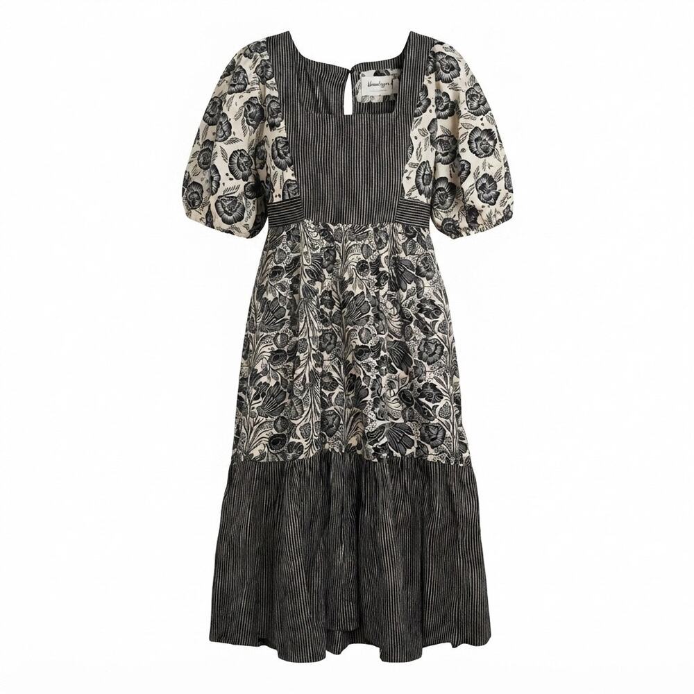 Bloomingprint Anthropologie 100% Cotton Patchwork Midi Dress US 8 Anthroliving
